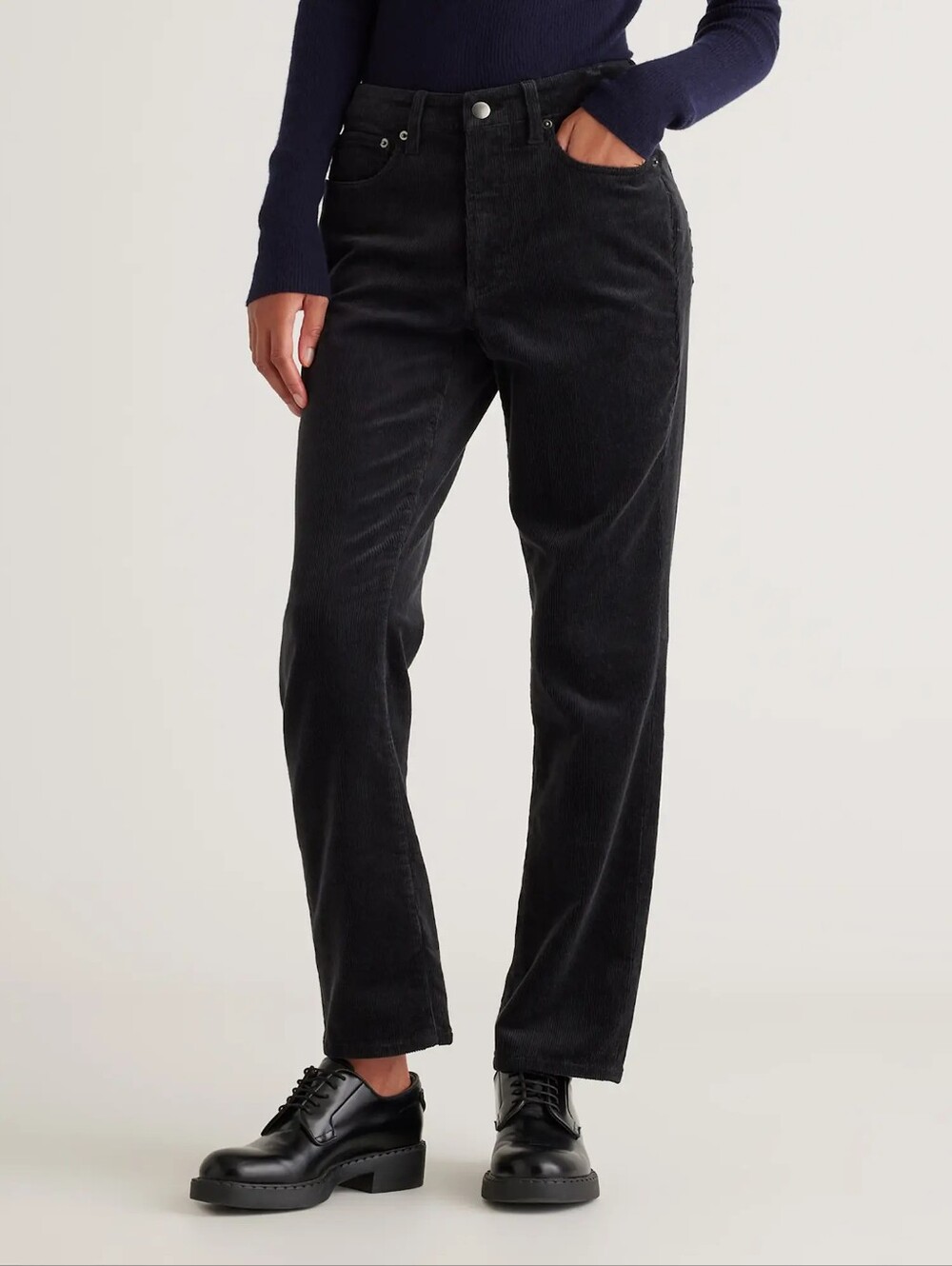 Quince Straight Leg Corduroy Pants BLACK NWT